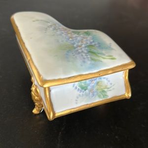 Vintage Hand Painted Ceramic Grand Piano Trinket Jewelry Box